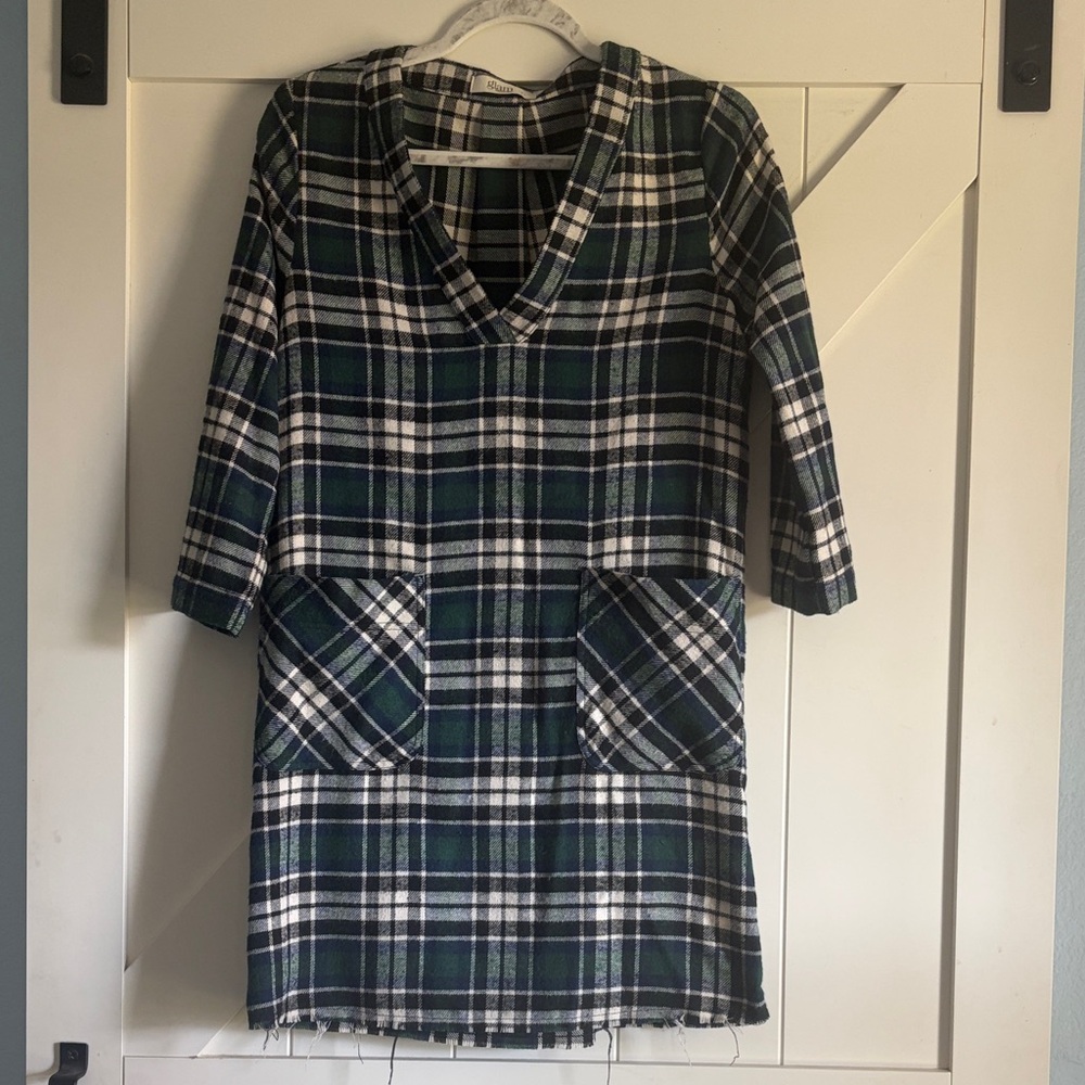 glam Green and White Plaid Midi Dress